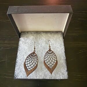 Elegant Wooden Leaf Earrings